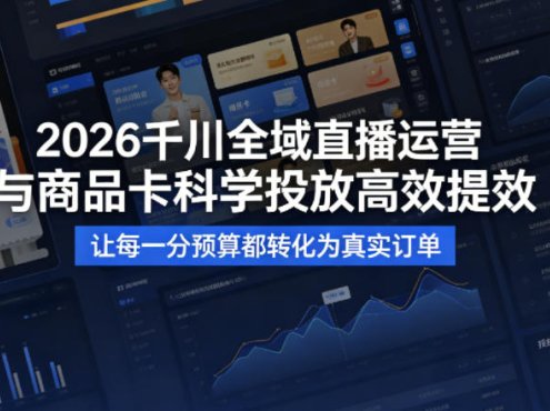2026千川全域直播运营跟商品卡，科学投放，高效提效，让每一分预算都转化为真实订单
