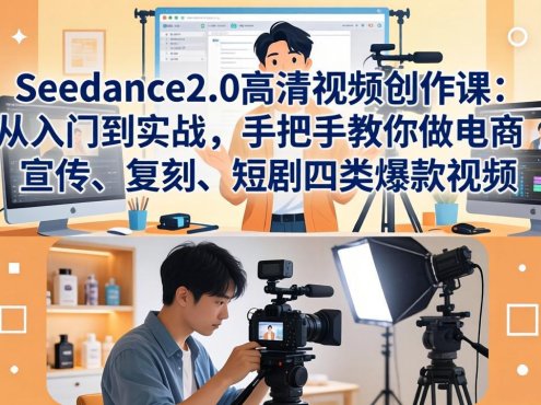 Seedance2.0高清视频创作课：从入门到实战，手把手教你做电商、宣传、复刻、短剧四类爆款视频