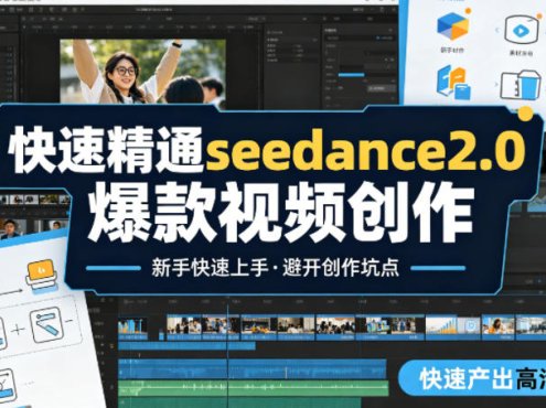 快速精通seedance2.0爆款视频创作,快速产出高清视频,避开大量创作坑点,新手也能快速上手