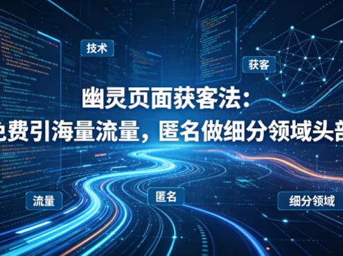 用懂技术!幽灵页面获客法:免费引海量流量,匿名做细分领域头部