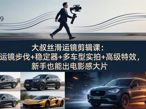 大叔丝滑运镜剪辑课:运镜步伐+稳定器+多车型实拍+高级特效,新手也能出电影感大片