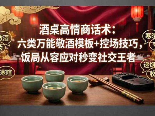 付费文章：酒桌高情商话术：六类万能敬酒模板+控场技巧，饭局从容应对秒变社交王者