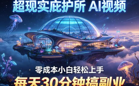 超现实庇护所AI视频项目拆解，零成本小白轻松上手，每天30分钟搞副业