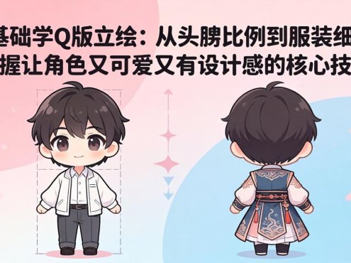 零基础学Q版立绘：从头身比例到服装细化，掌握让角色又可爱又有设计感的核心技法