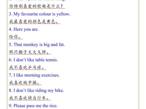 三年级下英语重点句型专项《人教版PEP》