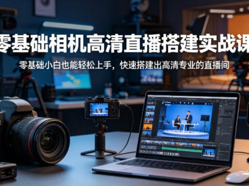 零基础相机高清直播间搭建实战课,小白也能轻松上手,快速搭建出高清专业的直播间