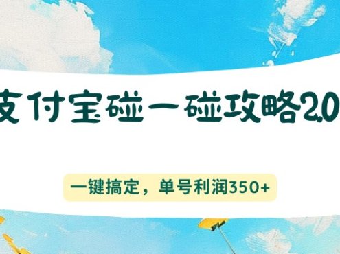 支付宝碰一碰攻略2.0,一键搞定,单号利润350+