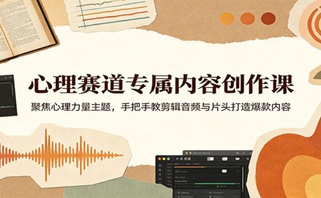 心理赛道专属内容创作课：聚焦心理力量主题，手把手教剪辑音频与片头打造爆款内容
