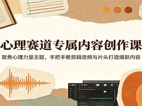 心理赛道专属内容创作课:聚焦心理力量主题,手把手教剪辑音频与片头打造爆款内容