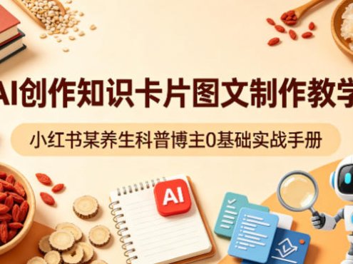 AI创作知识卡片图文制作教学，小红书某养生科普博主0基础实战手册