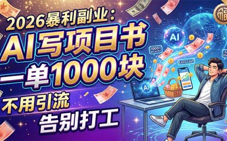 2026暴利副业：AI 写项目书，一单 1000 块，不用引流，告别打工