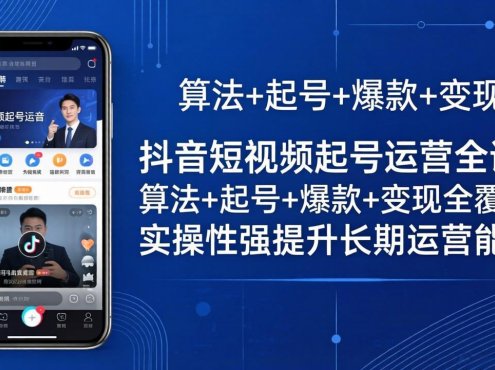 抖音短视频起号运营全课：算法+起号+爆款+变现全覆盖，实操性强提升长期运营能力