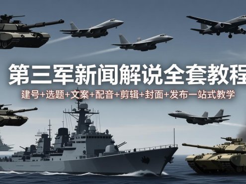 第三军迷新闻解说全套教程：建号+选题+文案+配音+剪辑+封面+发布一站式教学