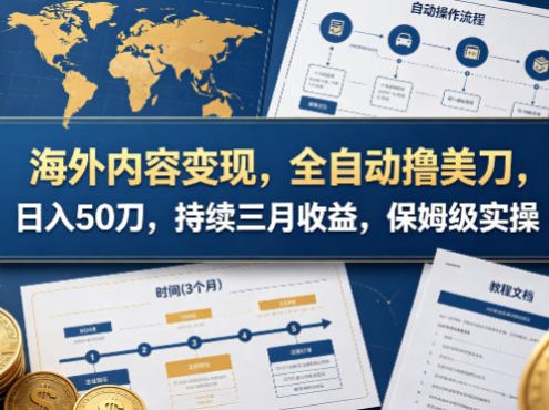 海外内容变现，全自动撸美刀，日入50刀，持续三月收益，保姆级实操【揭秘】