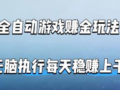 全自动游戏賺金玩法，科技操作无需人工手动，无脑执行每天稳入上千【揭秘】