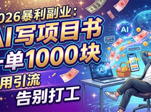 2026暴利副业：AI 写项目书，一单 1000 块，不用引流，告别打工