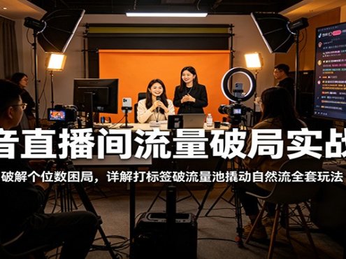 抖音直播间流量破局实战课：破解个位数困局，详解打标签破流量池撬动自然流全套玩法