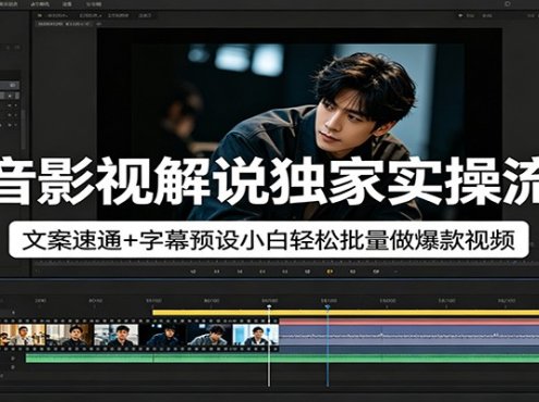 抖音影视解说独家实操流程，文案速通+字幕预设小白轻松批量做爆款视频