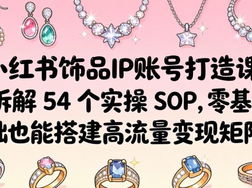 小红书饰品IP账号打造课：拆解 54 个实操 SOP，零基础也能搭建高流量变现矩阵