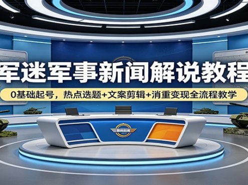 军迷军事新闻解说教程：0基础起号，热点选题+文案剪辑+消重变现全流程教学