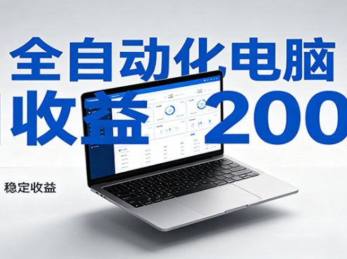 一台电脑全自动化，日收益达200+，个人与团队均可轻松落地