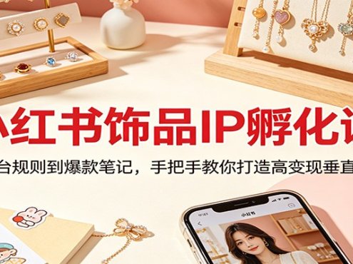 小红书饰品IP孵化课：从平台规则到爆款笔记，手把手教你打造高变现垂直账号