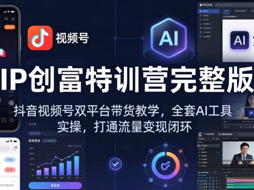 IP创富特训营完整版：抖音视频号双平台带货教学，全套AI工具实操，打通流量变现闭环