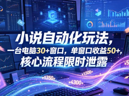 小说挂G自动化玩法，一台电脑30+窗口，单窗口收益50+，核心流程限时泄露【揭秘】