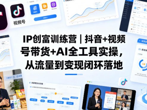 IP创富训练营｜抖音+视频号带货+AI全工具实操，从流量到变现闭环落地