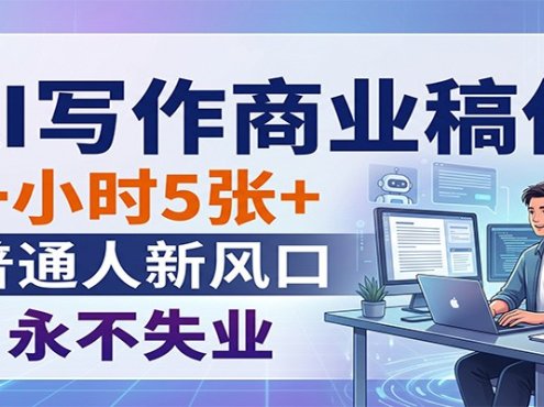 AI写作商业稿件，一小时5张+，普通人新风口，永不失业
