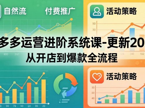 拼多多运营进阶系统课-更新2026：从开店到爆款全流程，自然流+付费推广+活动策略