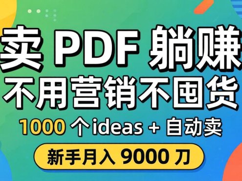 卖 PDF 躺赚？不用营销不囤货，1000 个 ideas + 自动卖，新手月入 9000 刀【原创双语字幕】