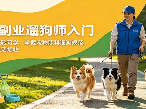 热门副业遛狗师入门，无门槛零经验可学，掌握宠物照料遛狗规范，轻松实现灵活增收