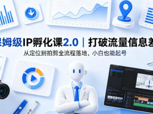 保姆级IP孵化课2.0｜打破流量信息差，从定位到拍剪全流程落地，小白也能起号