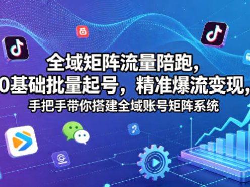 全域矩阵流量陪跑，0基础批量起号，精准爆流变现，手把手带你搭建全域账号矩阵系统