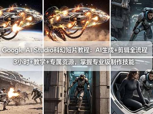 Google AI Studio科幻短片教程：AI生成+剪辑全流程，3小时+教学+专属资源，掌握专业级制作技能