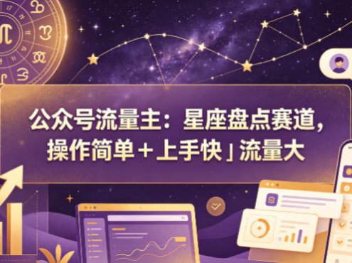 公众号流量主：星座盘点赛道，操作简单＋上手快＋流量大