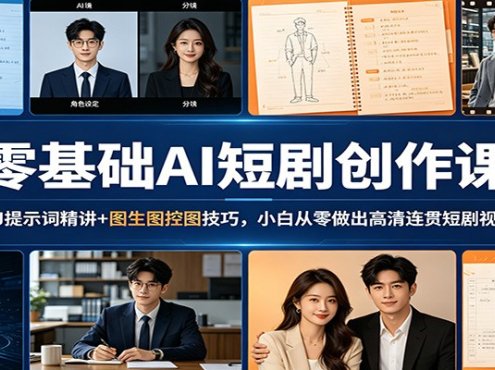 零基础AI短剧创作课：MJ提示词精讲+图生图控图技巧，小白从零做出高清连贯短剧视频