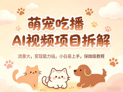 萌宠吃播AI视频项目拆解，流量大，变现能力强，小白易上手，保姆级教程
