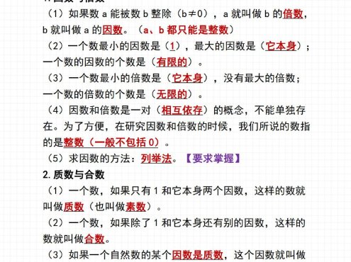 五年级下数学期中考试必备总结