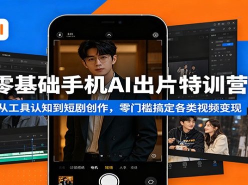 零基础手机AI出片特训营：从工具认知到短剧创作，零门槛搞定各类视频变现