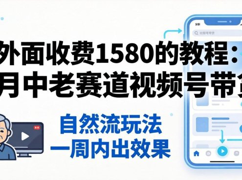 外面收费1580的教程：4月中老年赛道视频号带货，自然流玩法一周内可以出效果