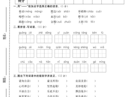 五年级下语文期中拔尖测试卷(2)