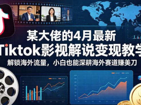 某大佬的4月最新Tiktok影视解说变现教学，解锁海外流量，小白也能深耕海外赛道賺美刀