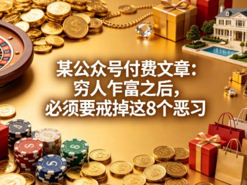 某公众号付费文章：穷人乍富之后，必须要戒掉这8个恶习