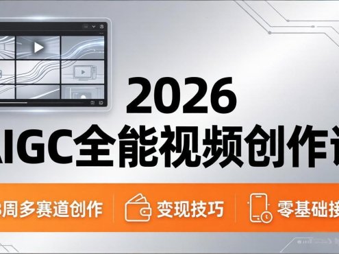 2026AIGC全能视频创作课，8周吃透多赛道创作+变现，零基础也能高效出片接单