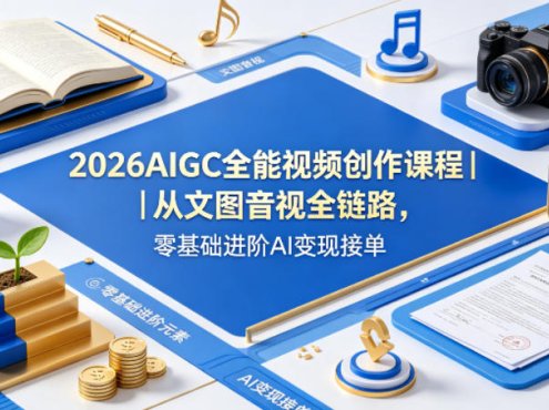 2026AIGC全能视频创作课程｜从文图音视全链路，零基础进阶AI变现接单