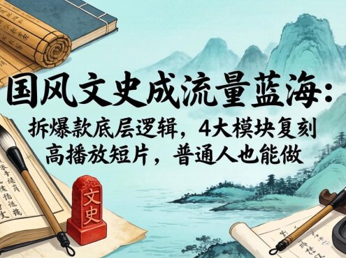 国风文史成流量蓝海：拆爆款底层逻辑，4大模块复刻高播放短片，普通人也能做