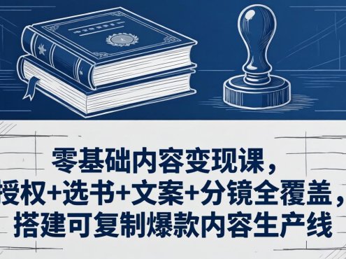 零基础内容变现课，授权+选书+文案+分镜全覆盖，搭建可复制爆款内容生产线