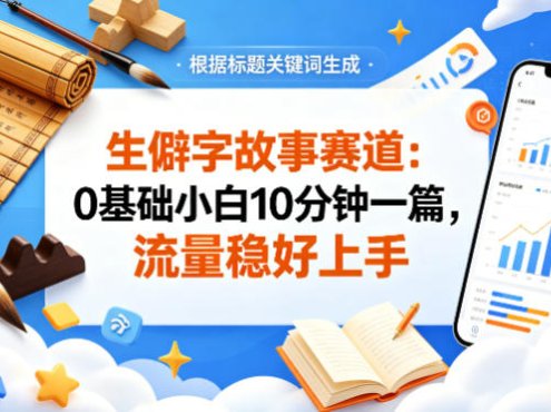 公众号流量主——生僻字故事赛道，流量稳，好上手，0基础小白也能10分钟一篇